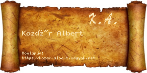 Kozár Albert névjegykártya