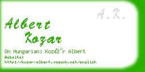 albert kozar business card